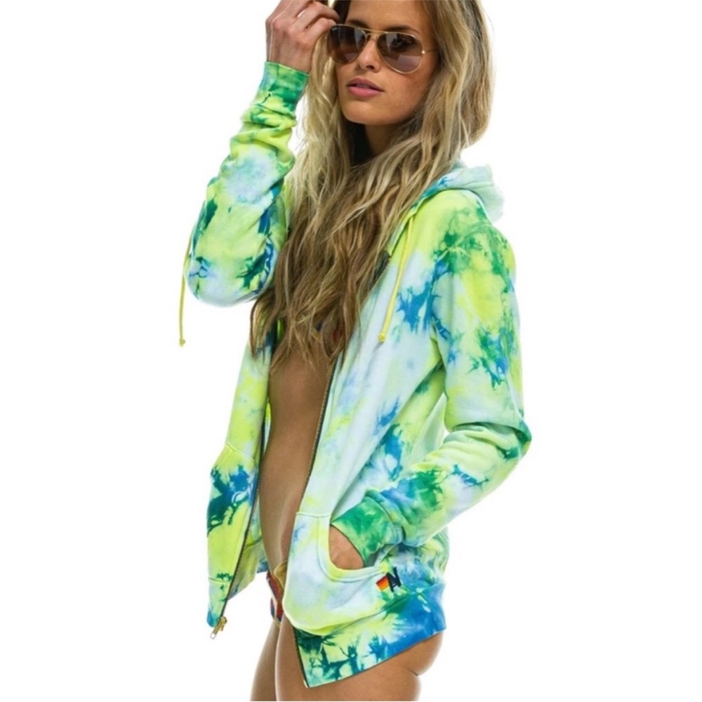 Aviator Nation Tye Dye Zip Up Sweatshirt - Picture 2 of 13